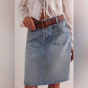 New We The Free Free People Suzy Denim Midi Skirt Jeans sz 26